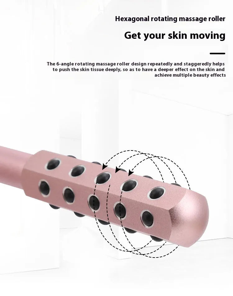 Purple germanium particles facial massage roller with 24 balls and 193mm handle for eye contour treatment
