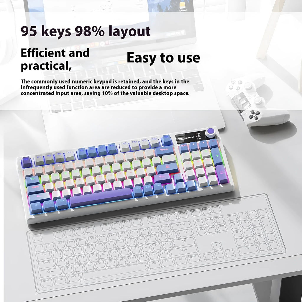 SK15 wired mechanical keyboard with control knob in autumn water blue colour