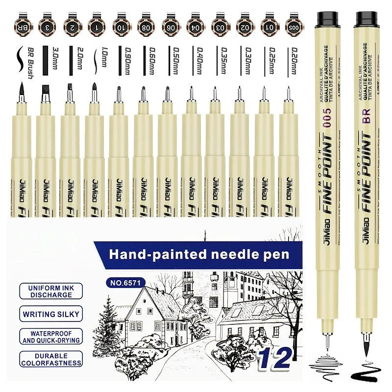 Needle drawing pen with syringe cartoon design, 133mm long with waterproof black ink