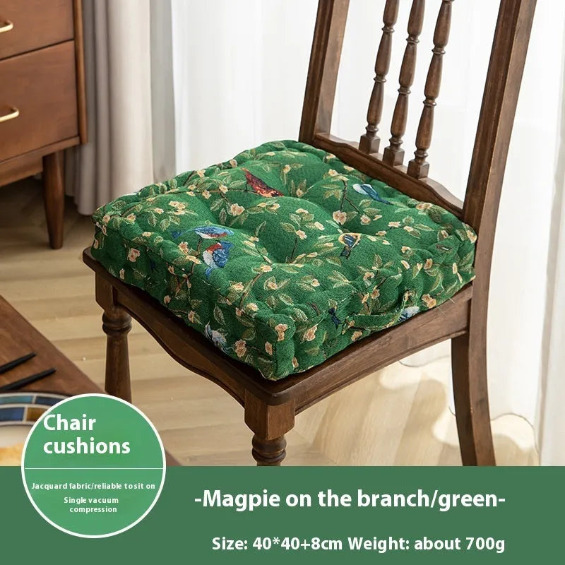 American floral pattern dining chair cushion measuring 40×40×8cm with thick PP cotton filling