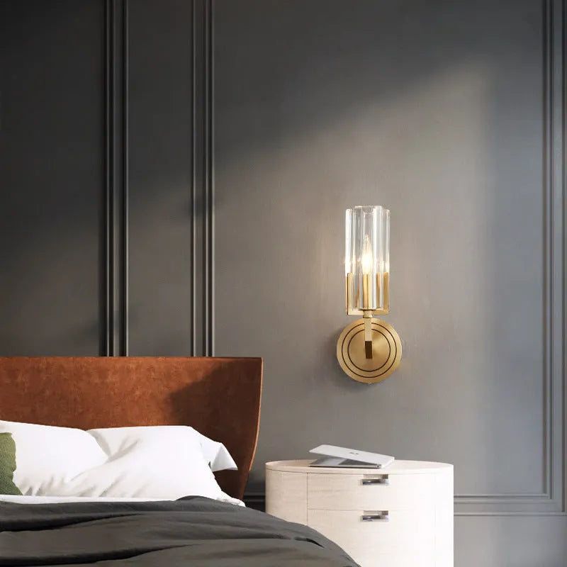 Copper wall lamp with minimalist Nordic design for bedside lighting