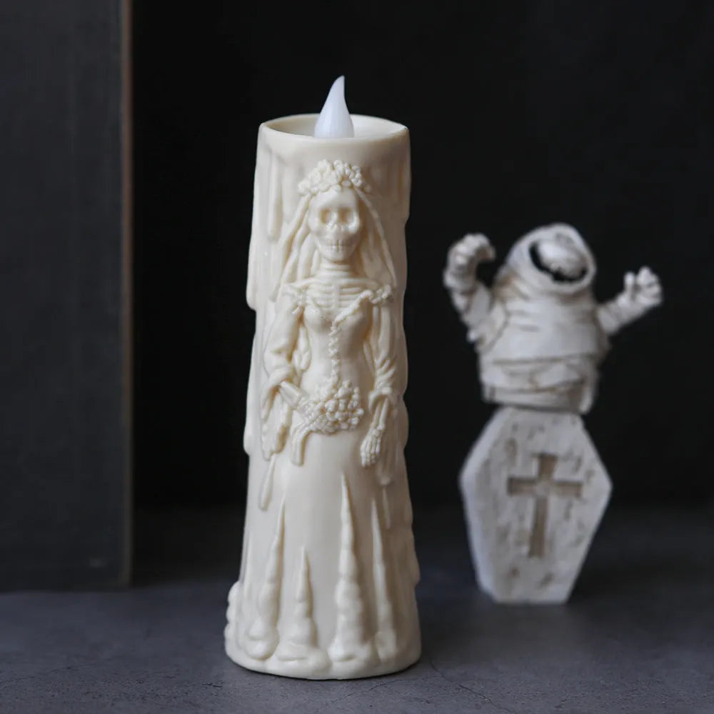Halloween decoration ghost groom LED candle light in plastic with free size for spooky ambience