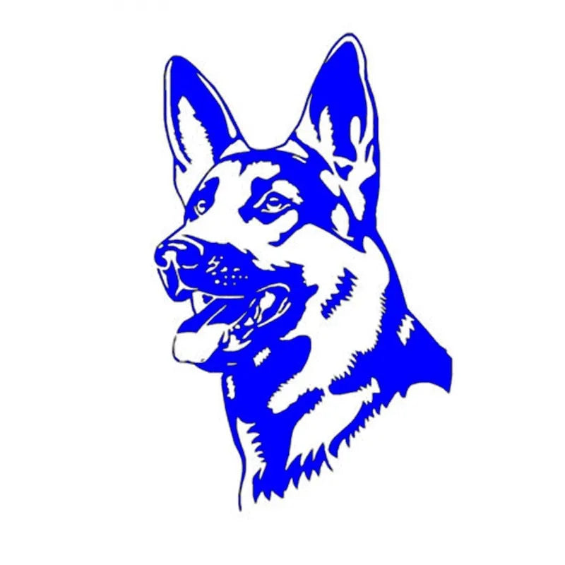 Reflective Alsace Shepherd hunting dog bumper sticker on vehicle surface
