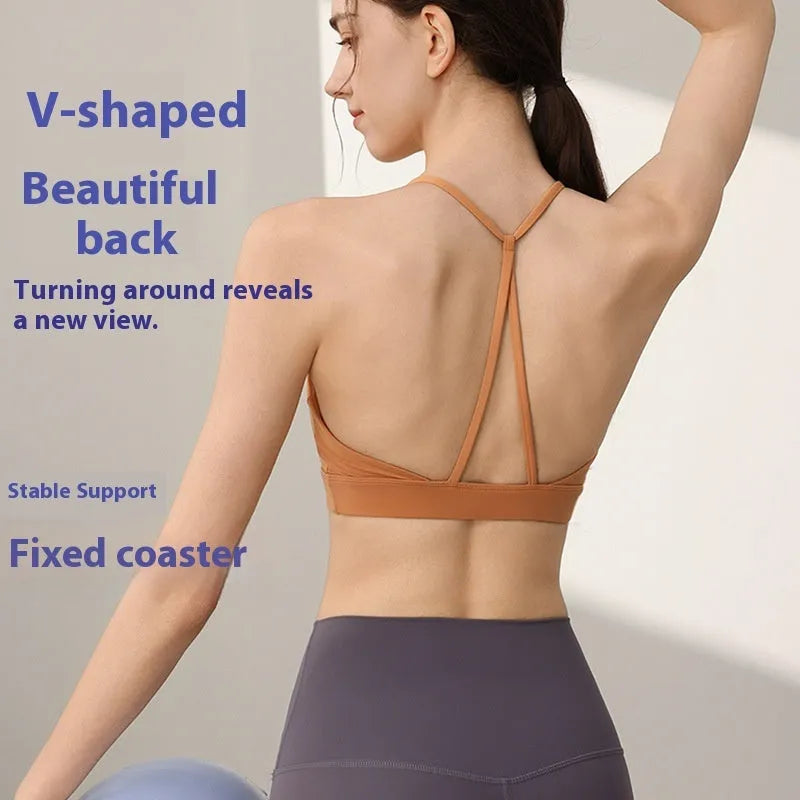 Women's nylon sports vest with fixed double shoulder straps in various colours