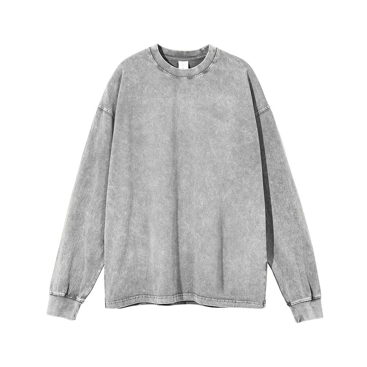 Men's vintage washed cotton pullover in batik print colours with long sleeves and loose fit