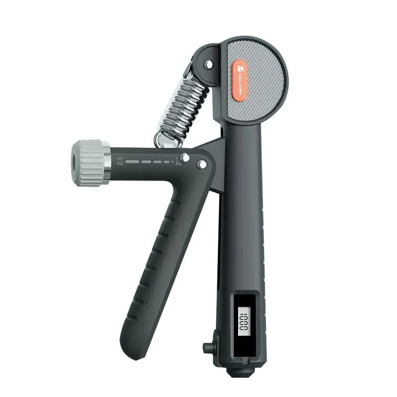 Adjustable spring hand grip exerciser in ABS plastic, shown in multiple colour options on a neutral background.