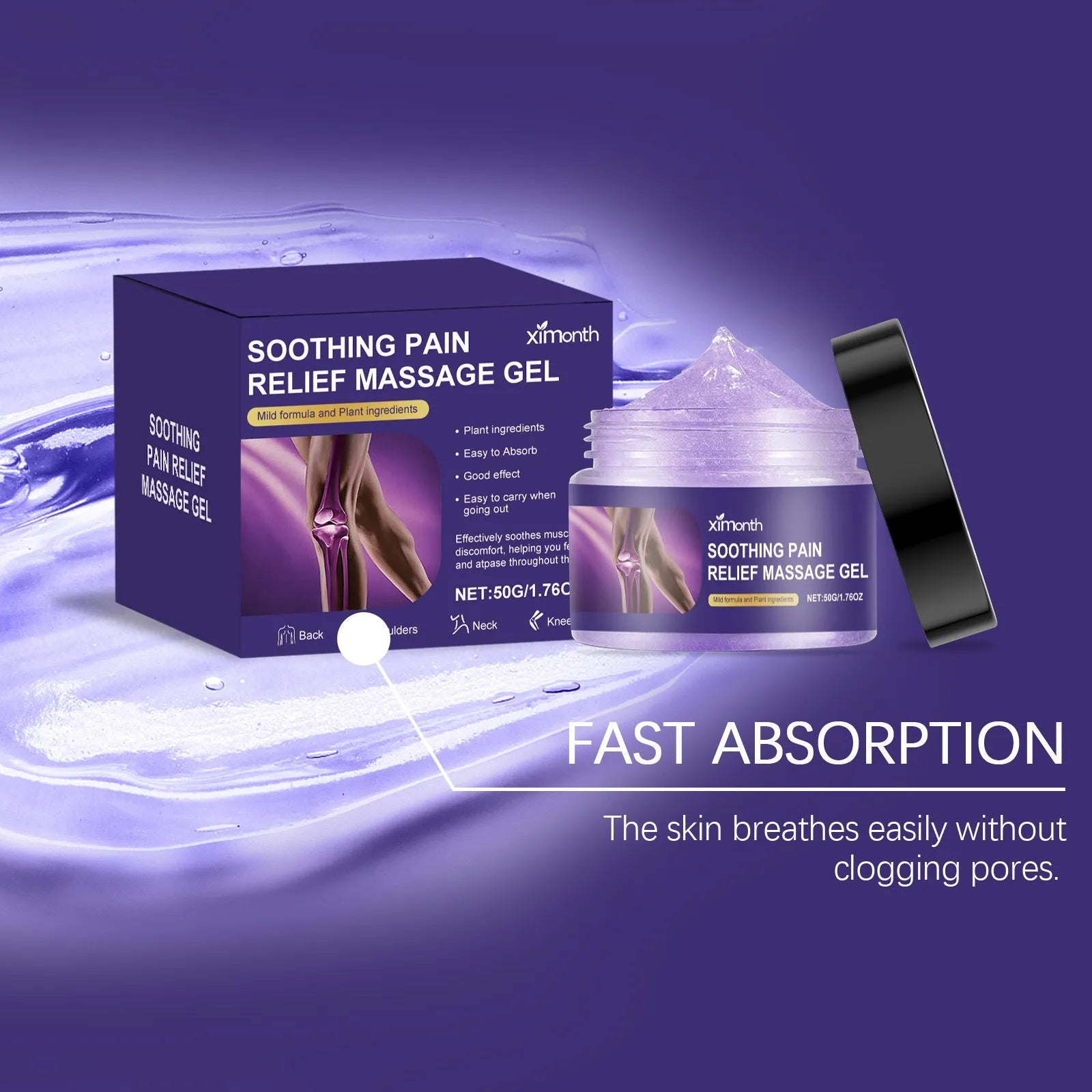 50g body joint care gel pot with cooling formula for muscle and joint relief application