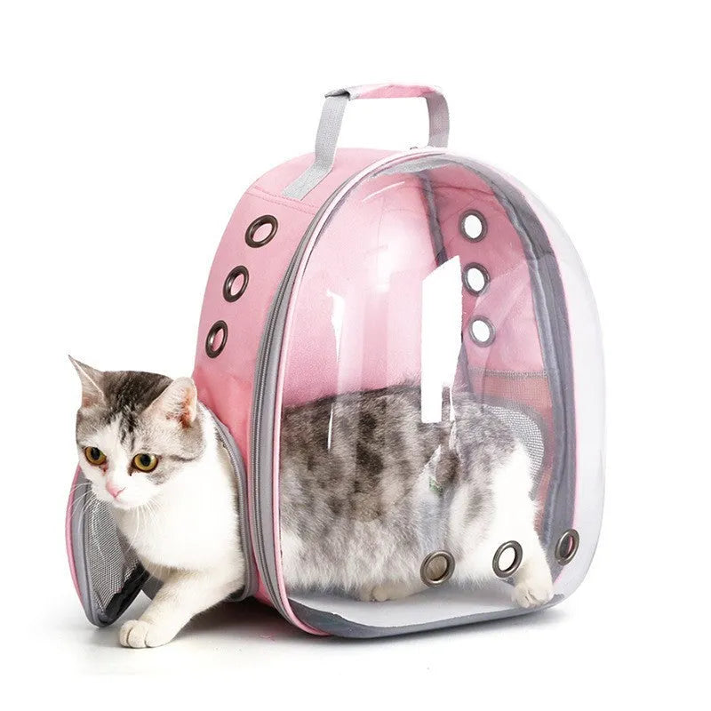 Grey PC astronaut-style cat carrier bag with side opening and large interior space.