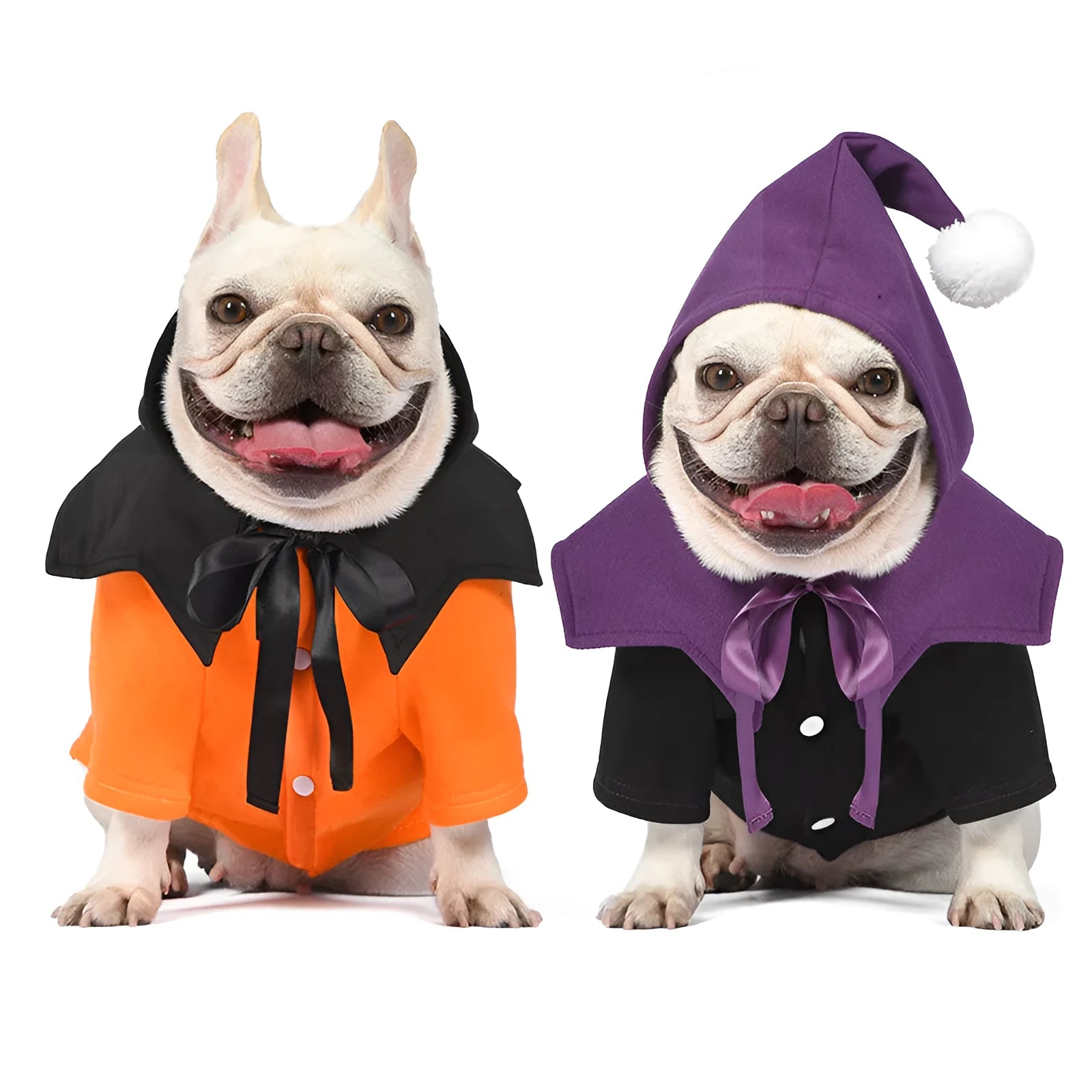 Black and orange Halloween dog sweater with matching shawl two-piece cotton set