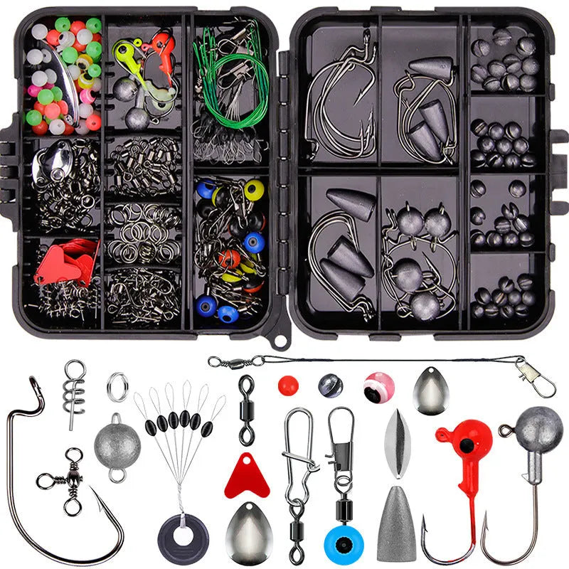 Weihe orange ABS fishing tackle box open to show assorted lures and hooks