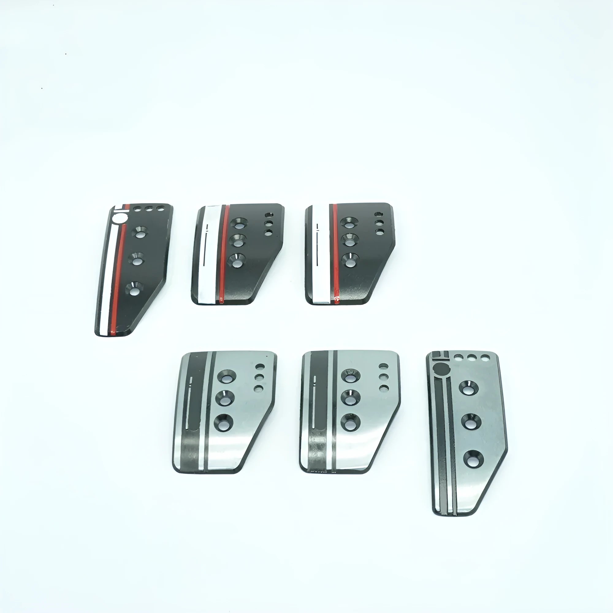 Aluminium alloy manual transmission pedal set showing accelerator, brake and clutch pedals