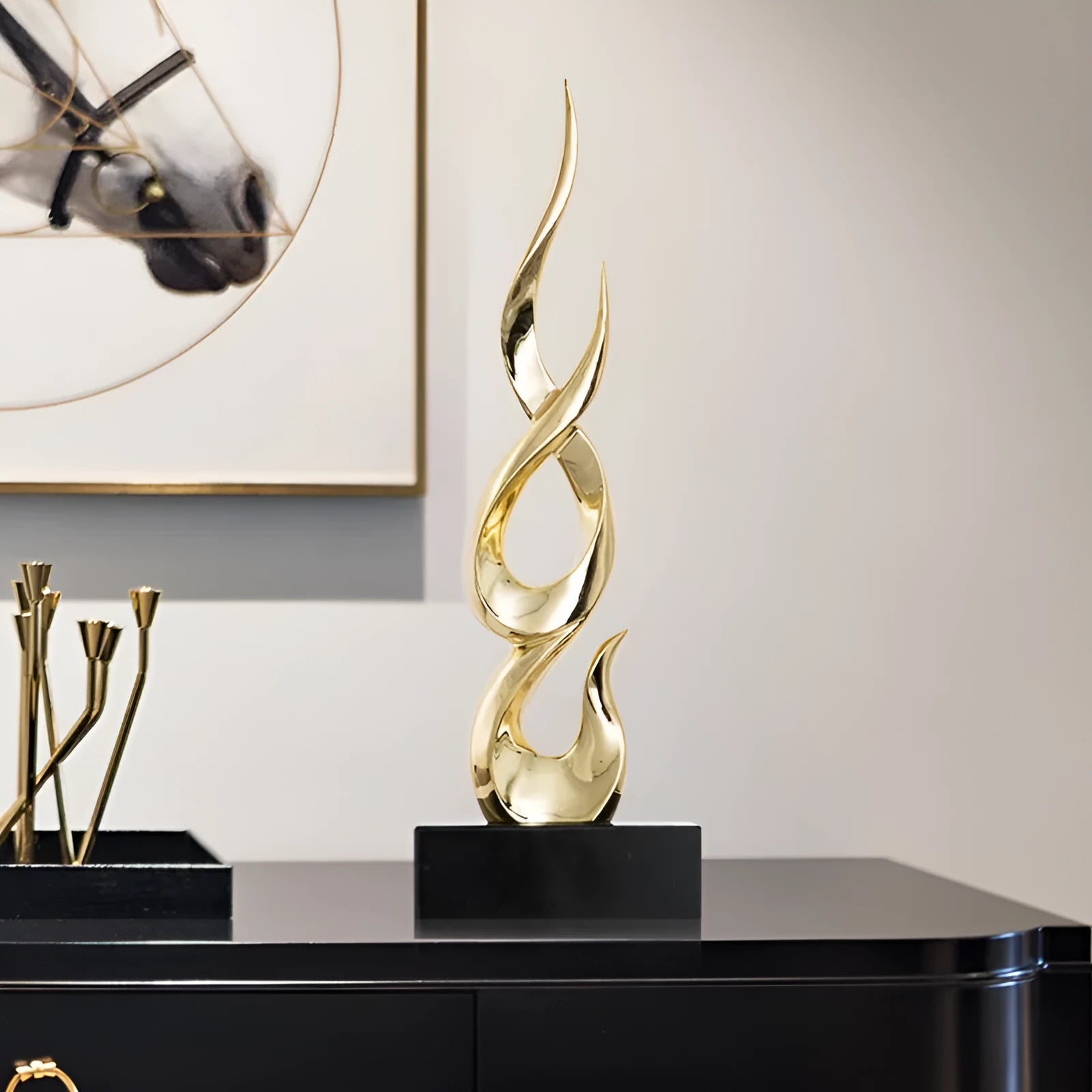 Resin high-rise festival ornament in modern minimalist style with metallic finish