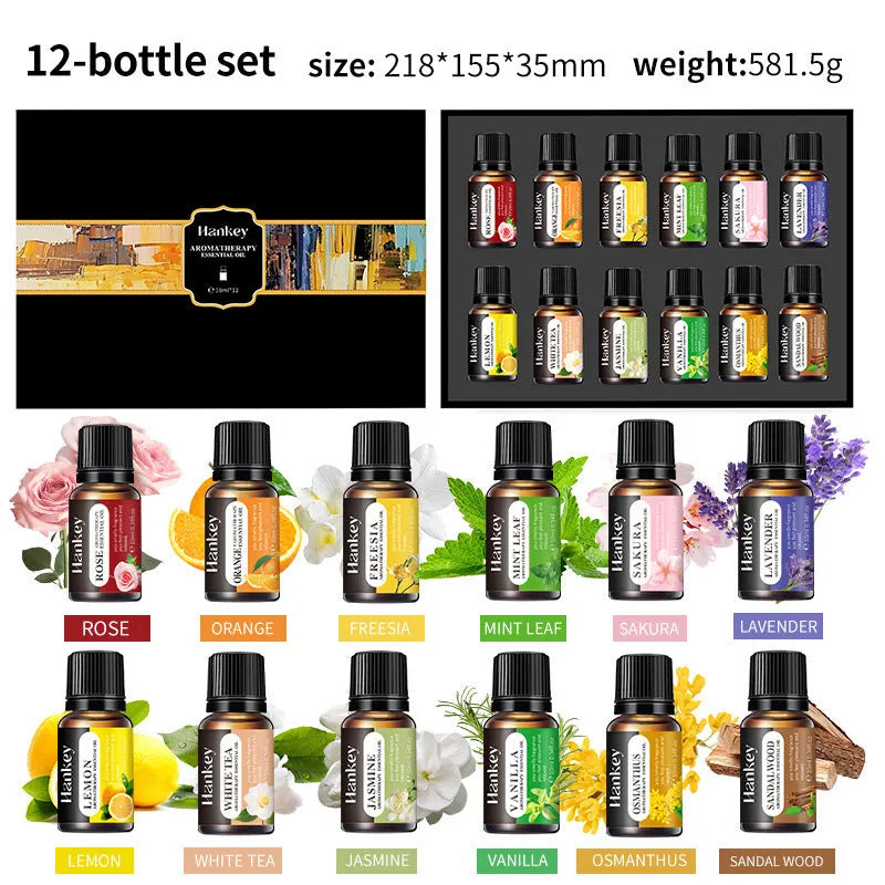 Boxed set of water-soluble aromatherapy essential oils for fresh air function