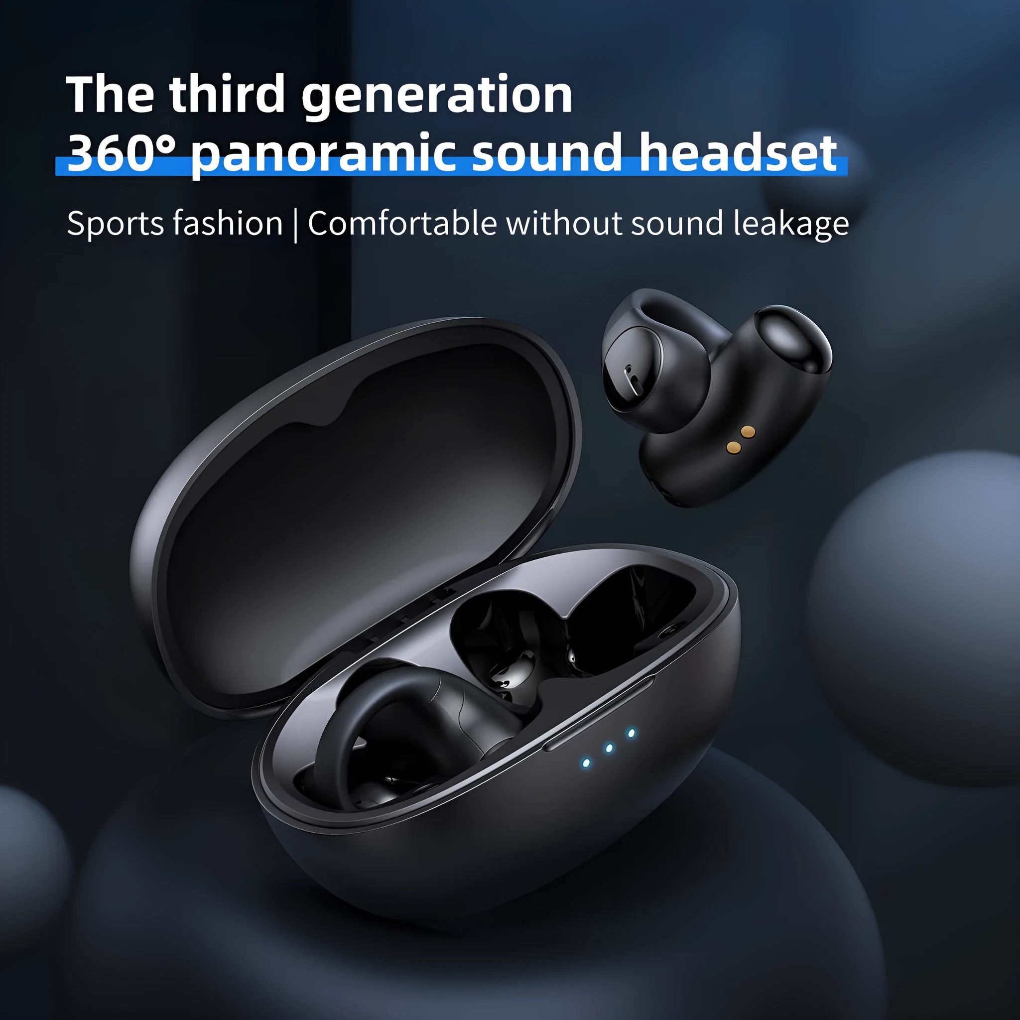 Black and white Bluetooth gaming sports headset with ear hook design for wireless audio during activity