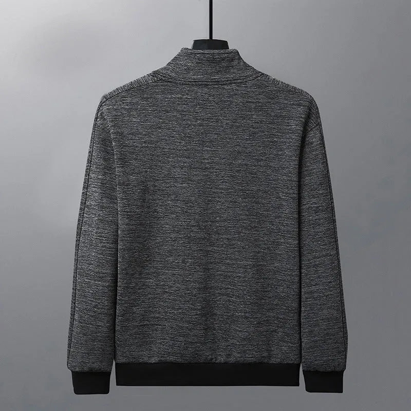 Men's fitted athletic jacket with a stand-up collar and front zipper in a grey colour.