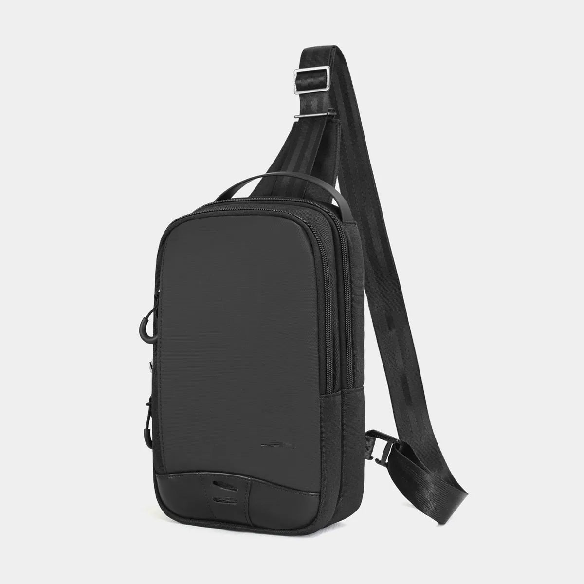 Casual black TPU waterproof chest pack with single shoulder strap and soft handle