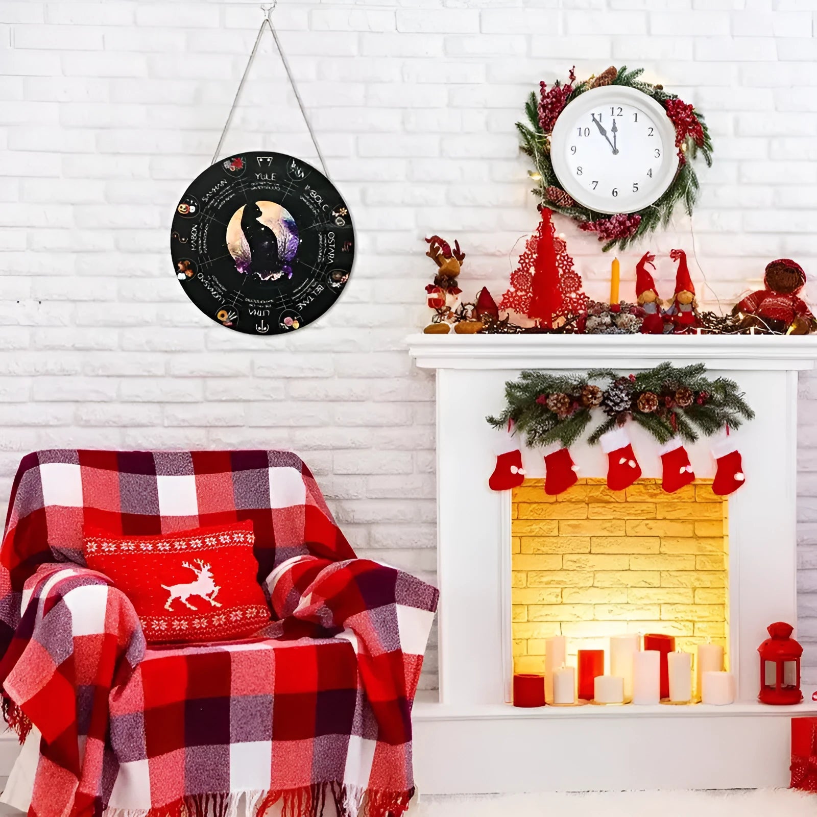 Wooden holiday decorative pendant with American style boxwood carving showing rose disc design
