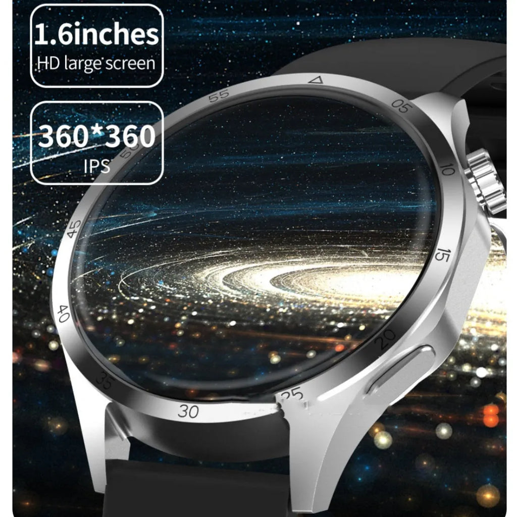 Black Bluetooth smartwatch with TFT touchscreen display showing health metrics