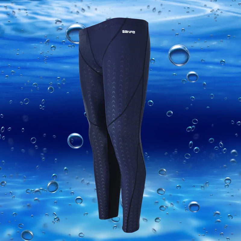 Men's nylon cropped swimming trunks in black with green line pattern