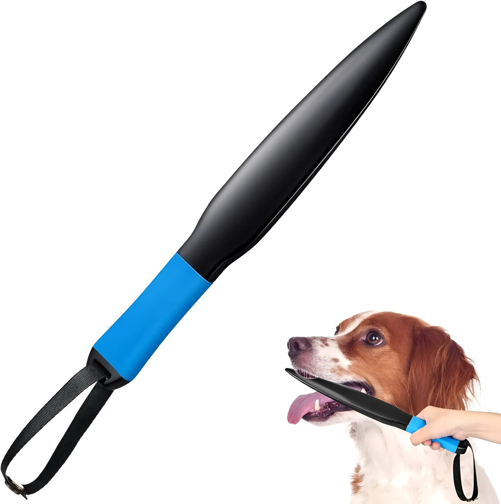 Blue handled nylon dog break stick training tool measuring 35 cm in length.