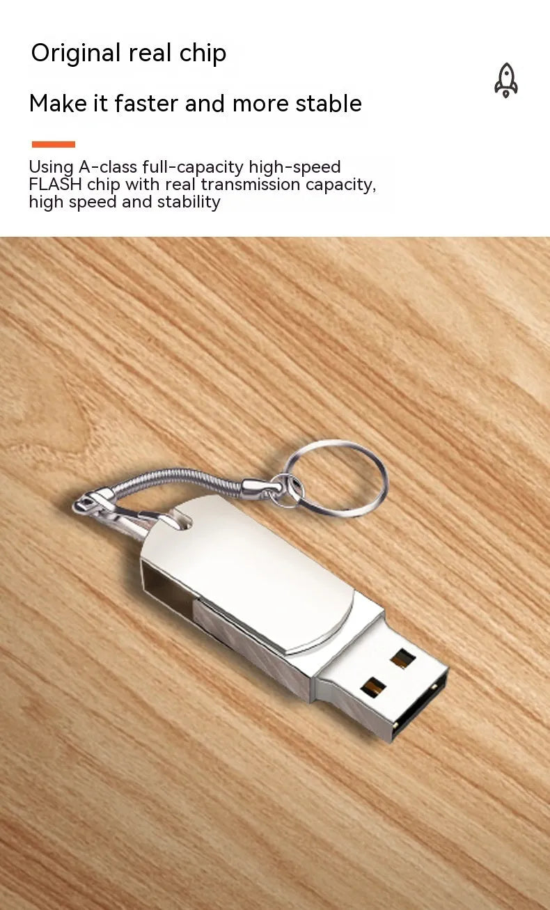 White metal rotating USB 3.0 flash drive with 16GB capacity, compact design