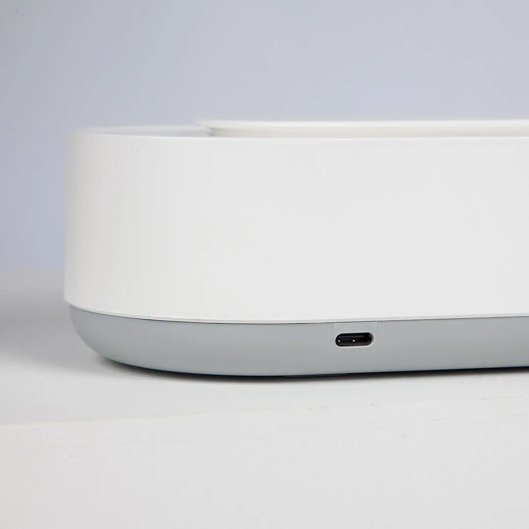 White portable ultrasonic cleaner with stainless steel tank for jewellery glasses watch cleaning