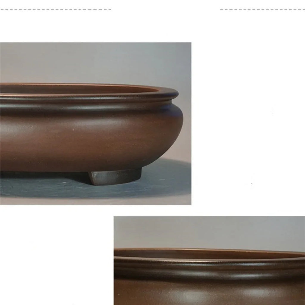 Handmade purple clay desktop flowerpot measuring 58cm long for indoor plant display