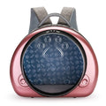 Transparent PC canvas cat carrier bag in space capsule shape with rose gold front cover.