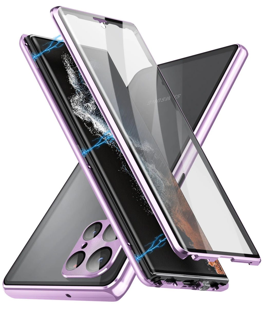 Metal magnetic phone case with mirror for Samsung Galaxy S24 Ultra in multiple colours
