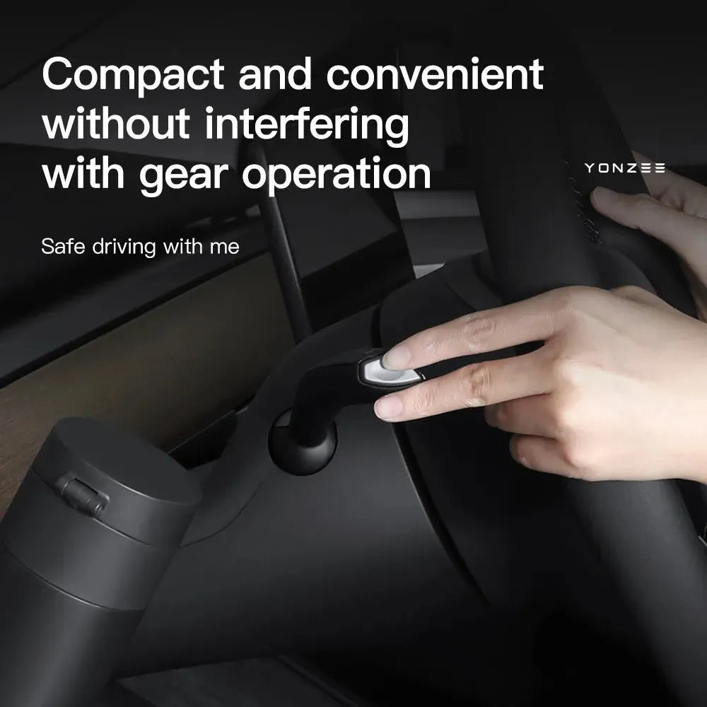 Black plastic water cup holder for Tesla Model 3 and Model Y centre console