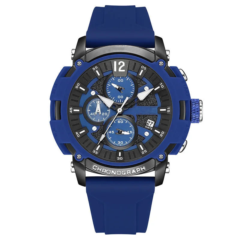 Men's multi-function luminous waterproof quartz watch with 51mm case in five colour options