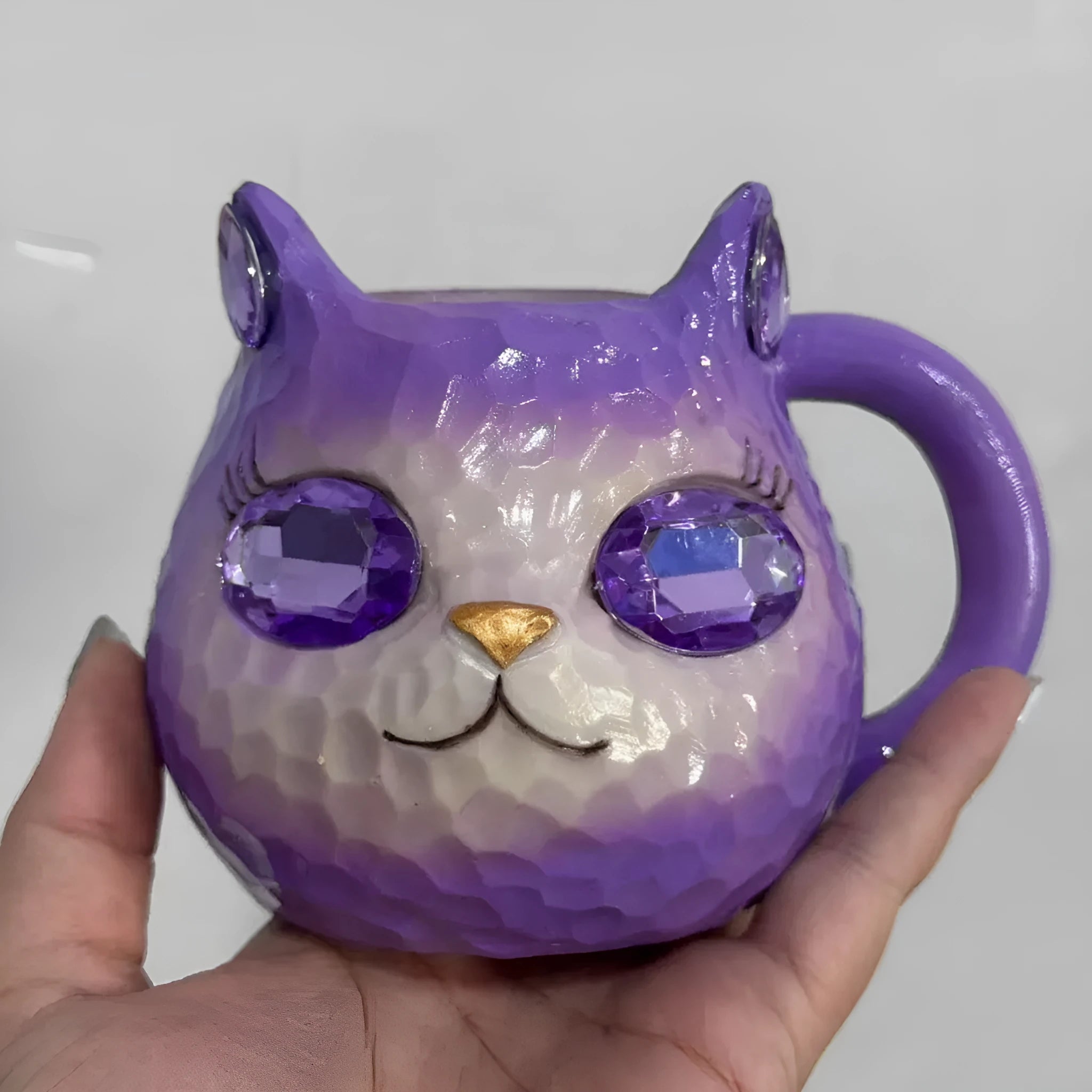 Resin cat cup decorative craft in American style design available in four colour options