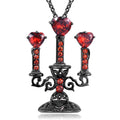 Gothic-style zinc alloy clavicle necklace featuring a hollow candlestick pendant and cross chain in a retro finish.
