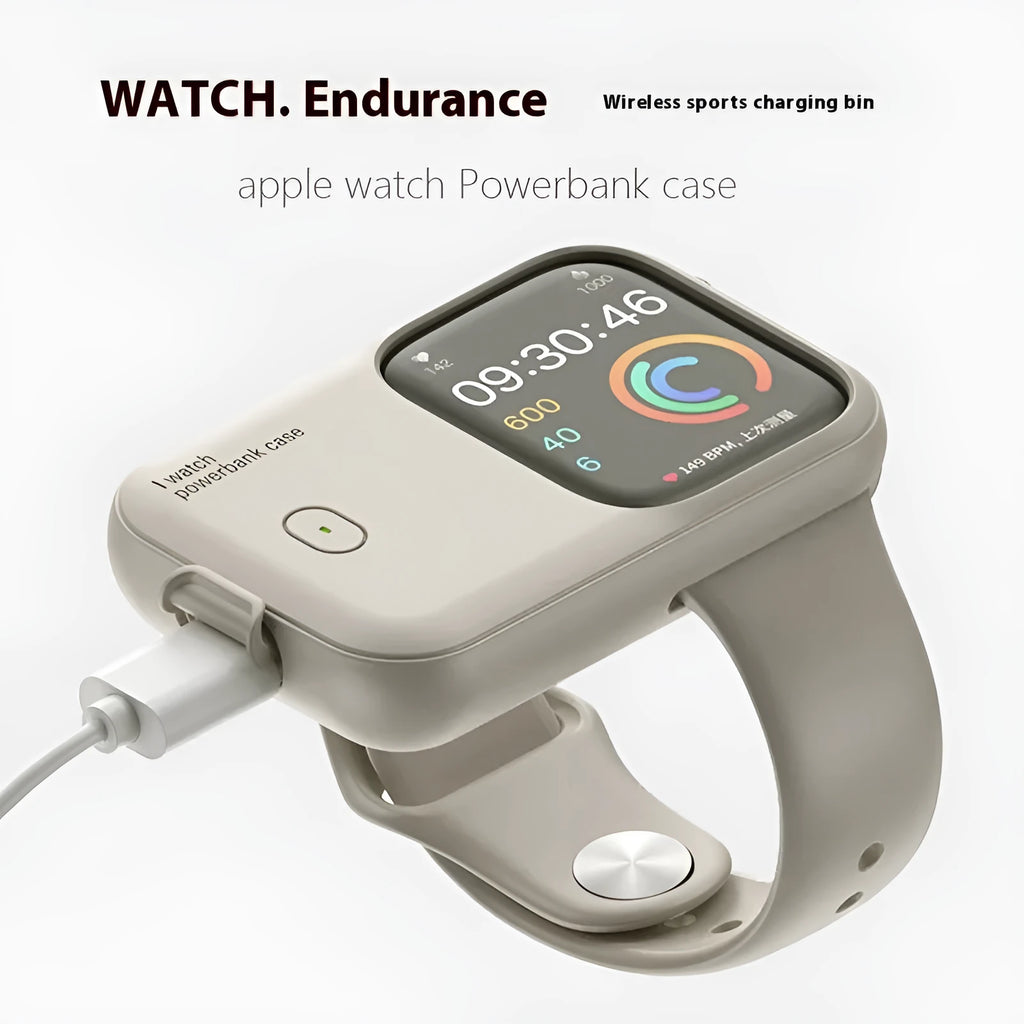 Apple Watch portable wireless charging case with silicone protective cover and polymer battery