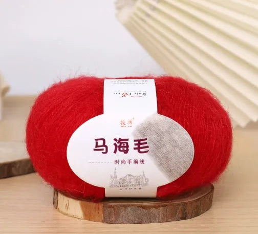Mohair wool ball for DIY scarf knitting kit with Inverness thread in multiple colour options