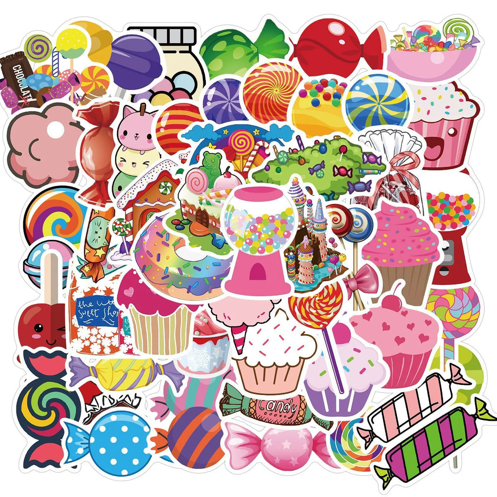 Colourful candy series graffiti stickers pack of 50 sheets measuring 4-6cm