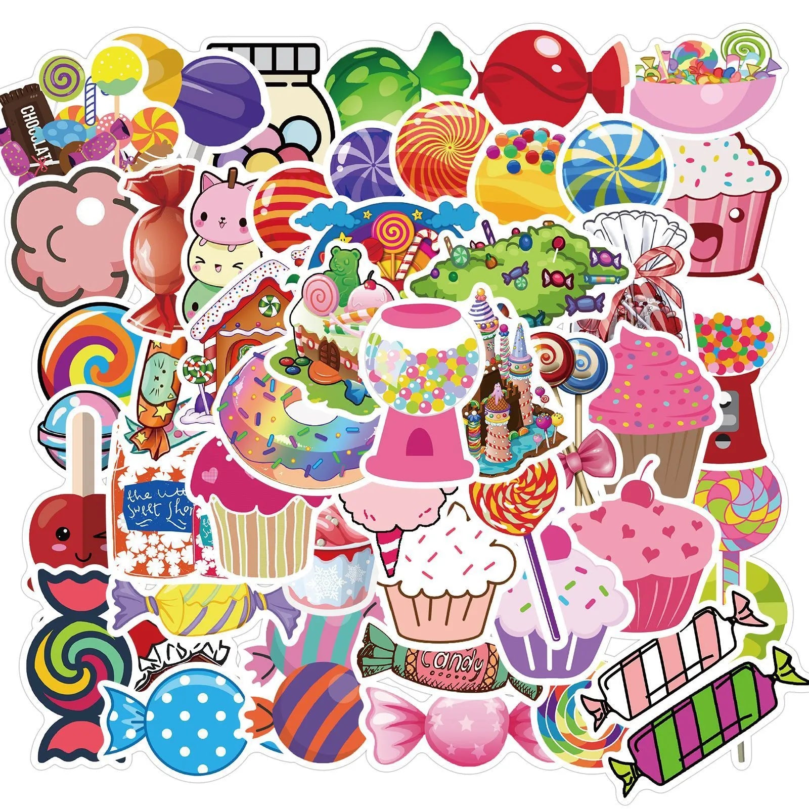 Colourful candy series graffiti stickers pack of 50 sheets measuring 4-6cm