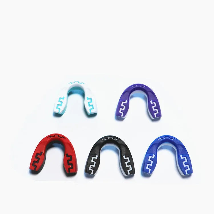 Boxing sports mouthguard with printed teeth pattern in black and white colour option