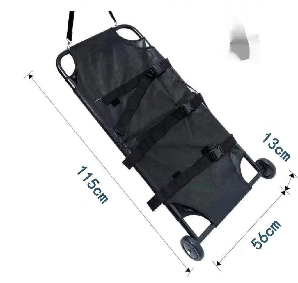 Large black aluminium alloy folding pet stretcher for dog emergency transport