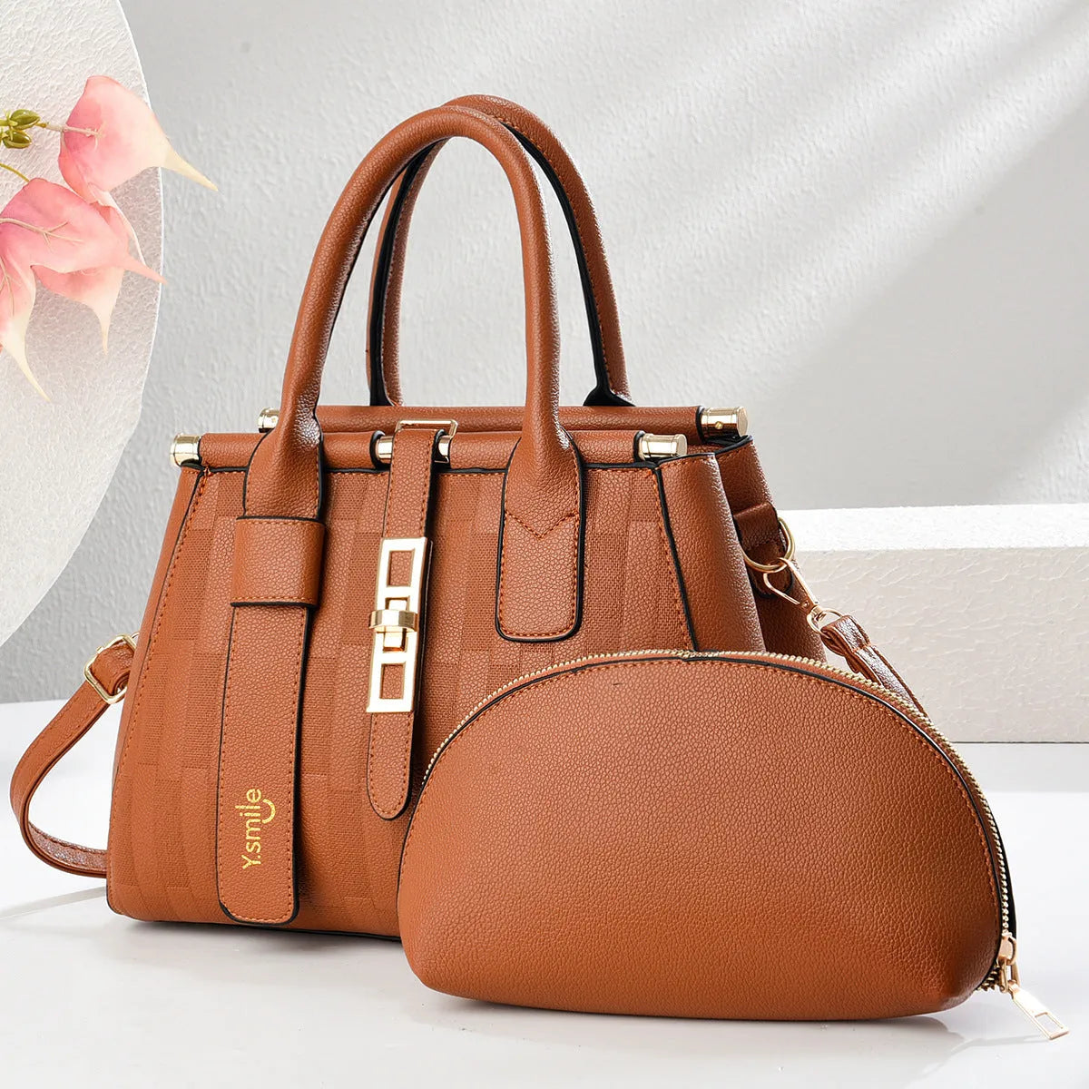 Round PU leather crossbody shoulder bag with adjustable strap in various colours