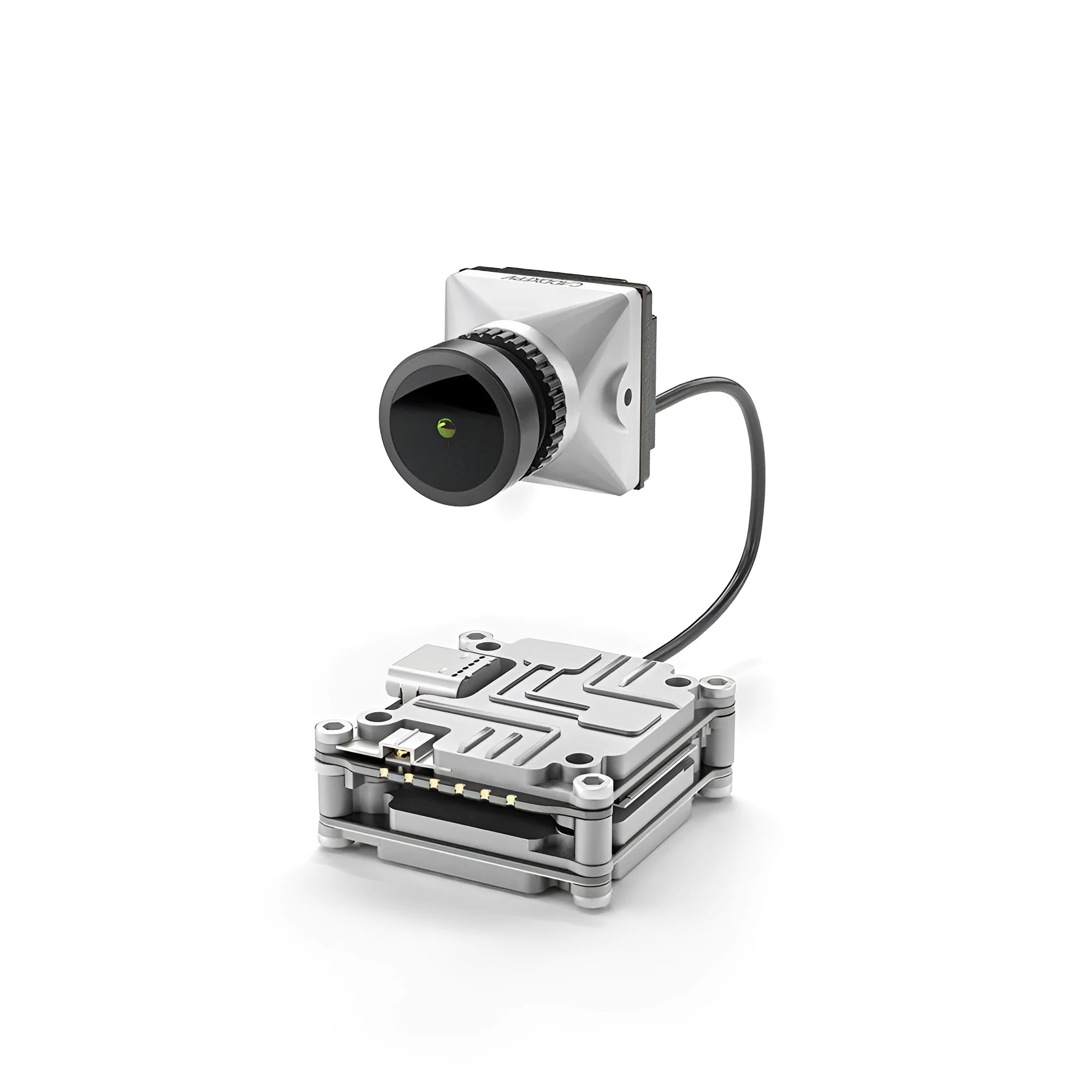 Silver Caddx ADAPTS DJI FPV digital video transmission unit with cables and mounting screws