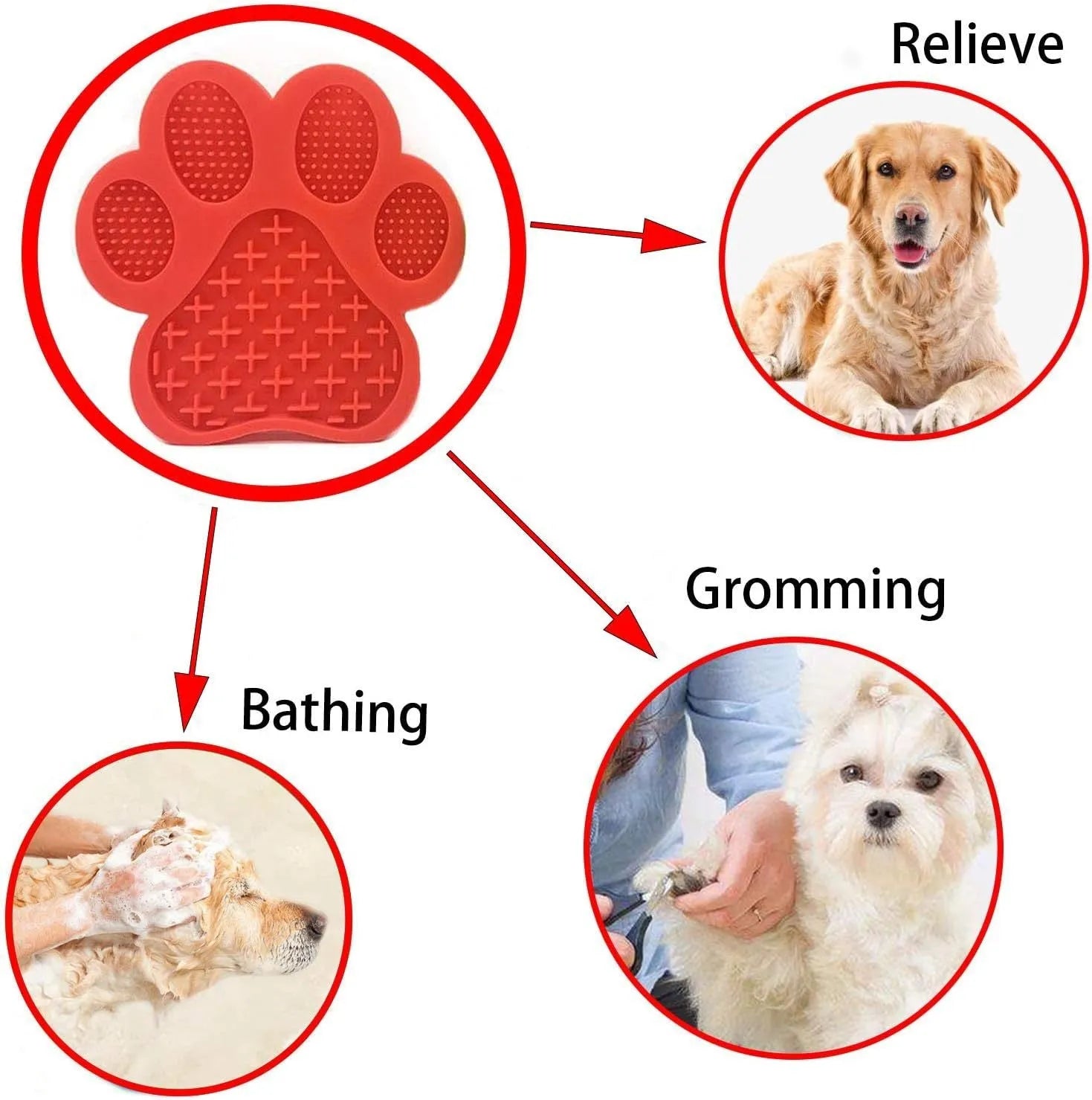 Bone-texture silicone dog licking mat with suction cups in multiple colour options