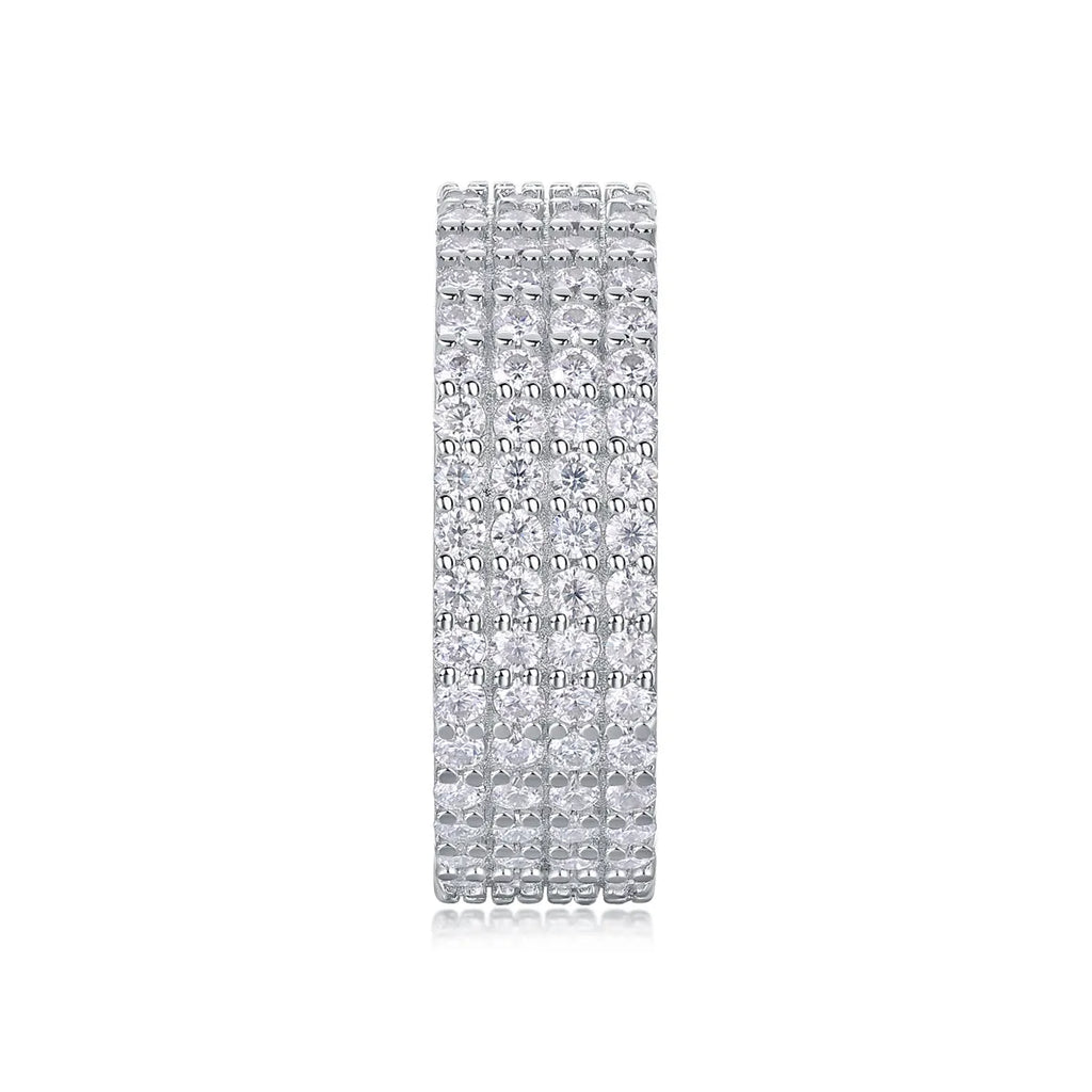 Starry Night Sky moissanite wedding ring set on S925 silver platinum-plated band in size 6