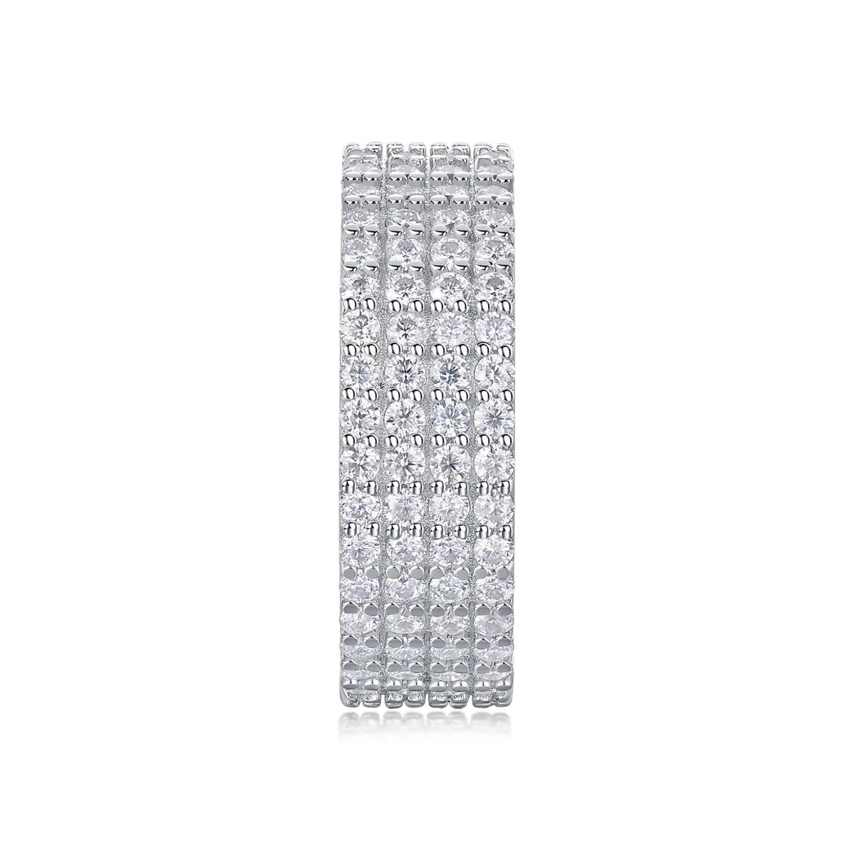 Starry Night Sky moissanite wedding ring set on S925 silver platinum-plated band in size 6
