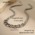 Gold plated stainless steel geometric chain necklace for women on a white background.