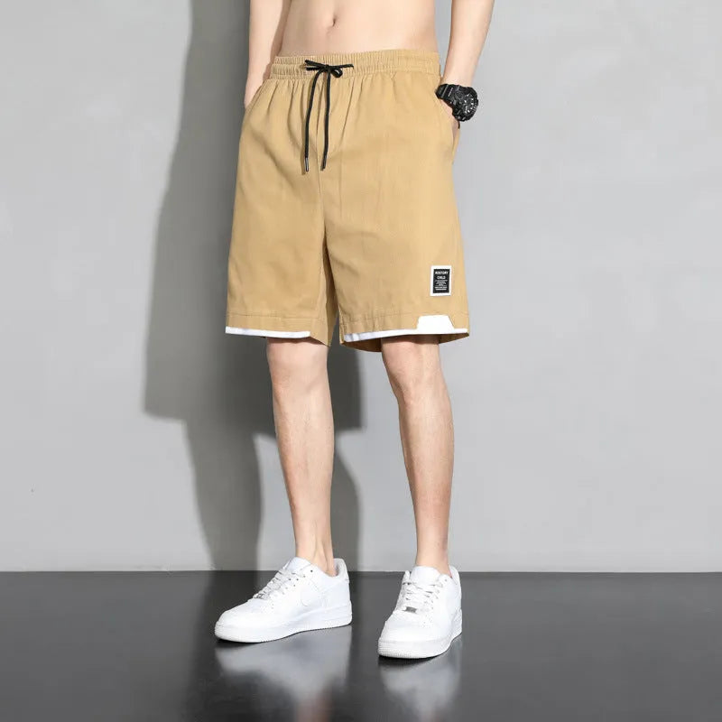 Cotton shorts for boys in Japanese sports style available in plus sizes with black khaki white colour options