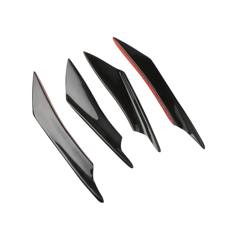 Four-piece carbon fibre pattern bumper blade kit for automotive bumper installation