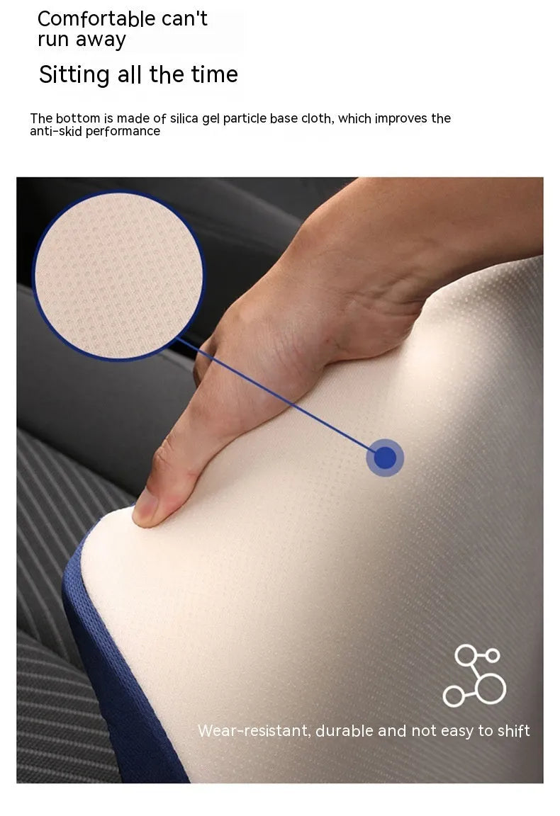 Black rectangular car seat cushion with 6cm thickness on a car seat.