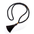 Stone bead necklace and bracelet set with tassel pendant in original design