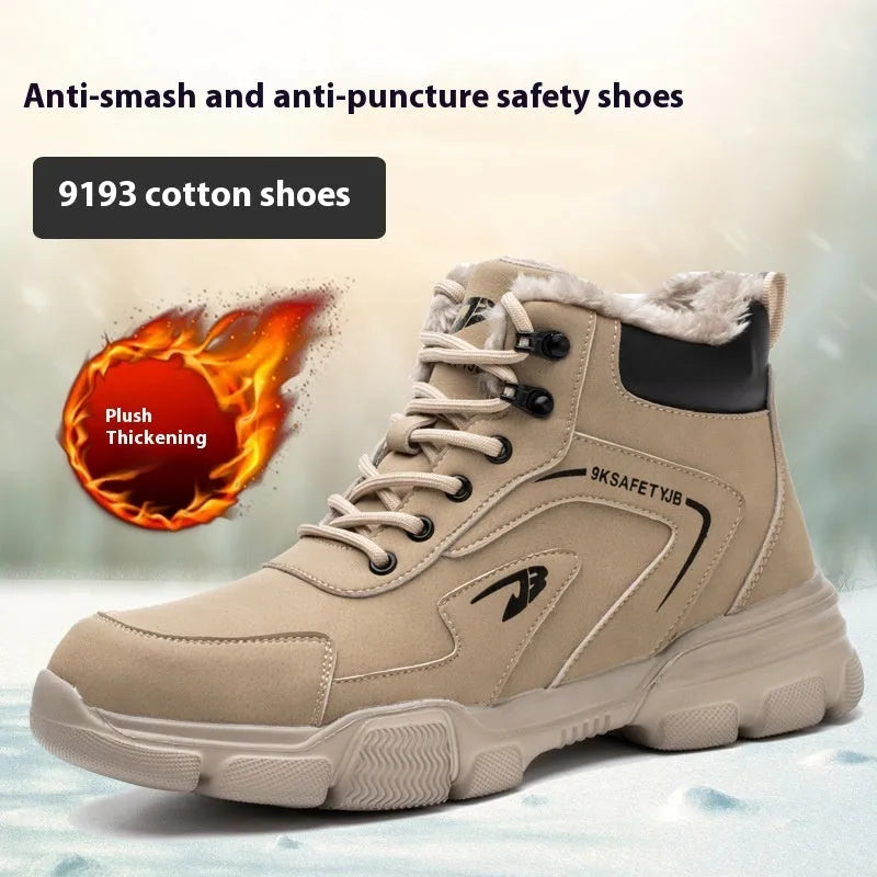 Men's lightweight labour protection shoes with leather upper and safety toe in brown colour